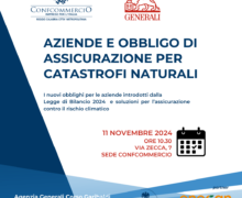 Lunedì il Seminario Confcommercio “Aziende e obbligo di assicurazione per catastrofi naturali”